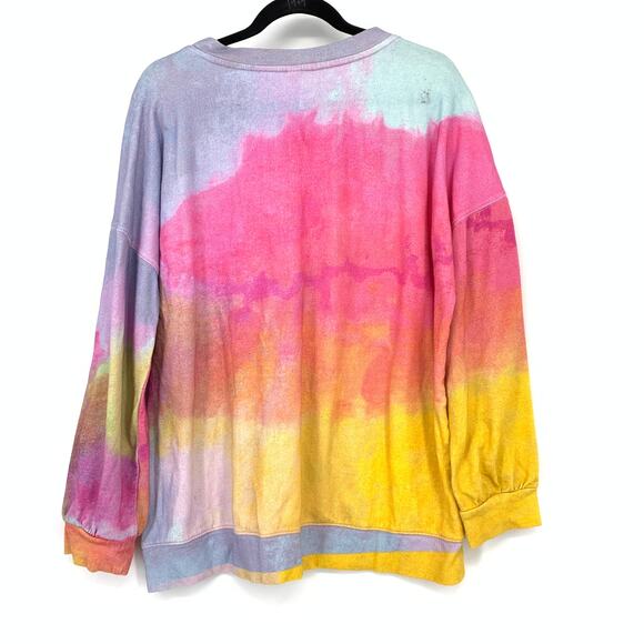 Anthropologie Daily Practice Crew Neck Sweatshirt Tie Dye For Love Print Sz M - Picture 2 of 7